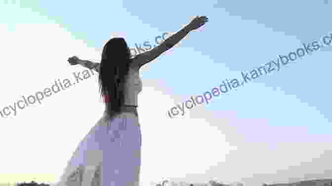 Petra Luna Standing On A Hilltop, Her Arms Outstretched, Looking Towards A Bright Horizon. Barefoot Dreams Of Petra Luna