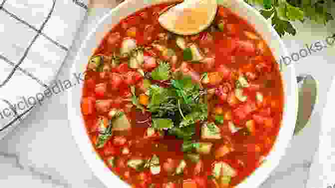 Refreshing And Vibrant Gazpacho Soup Adorned With Fresh Vegetables And Herbs Vegetarian Mediterranean And Tapas Cookbook: 2 In 1: 150 Recipes For Healthy Vegetarian Diet And Dishes From Spain